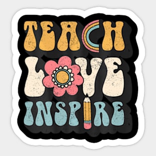 Back To School Teach Love Inspire Retro Teachers Women Sticker